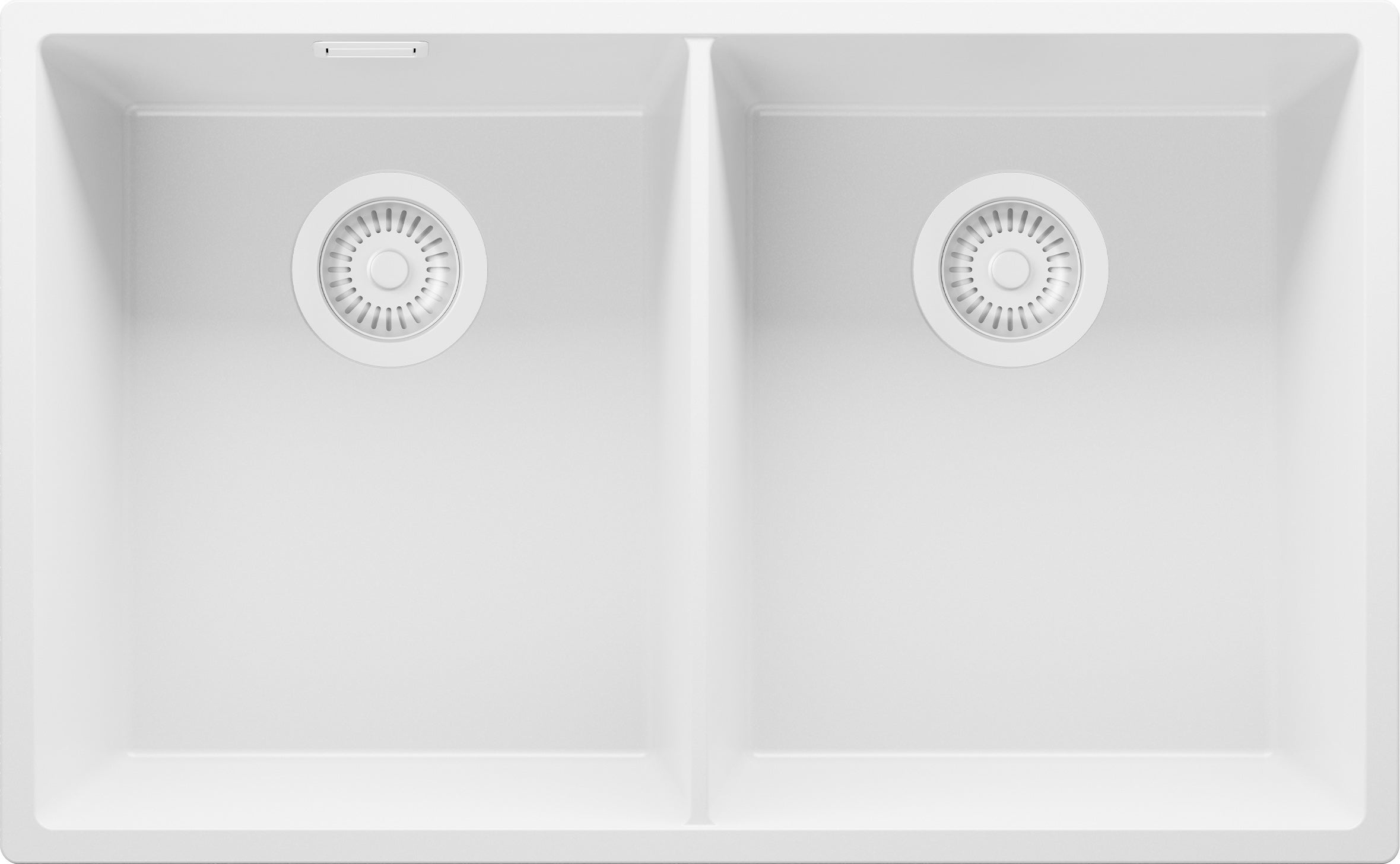 Zlewozmywak Cały Biały 76x47cm, Zlew Kuchenny 2 Komorowy + Syfon, Nablatowy do szafki od 80cm - Londyn Slim Twin PRIMAGRAN