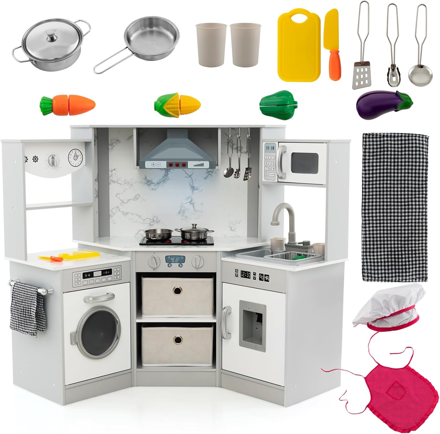 LIFEZEAL Cuisine Enfant avec Micro-Ondes, Cuisinière Électronique