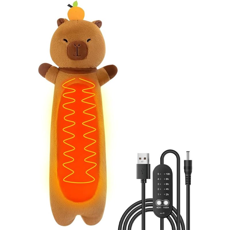 Poduszka grzewcza z pluszowej kapibary, poduszka grzewcza 54 x 17 cm z 5 ustawieniami ciepła, elektryczna poduszka grzewcza