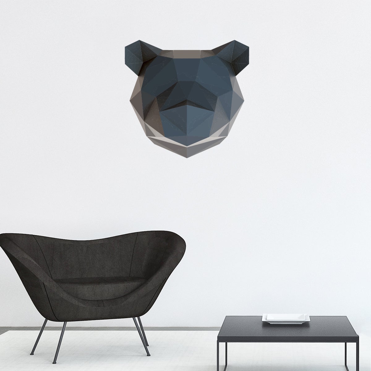 Adesivo origami 3D orso nero - Sticker adesivo - adesivi murali - 40x40cm - 4