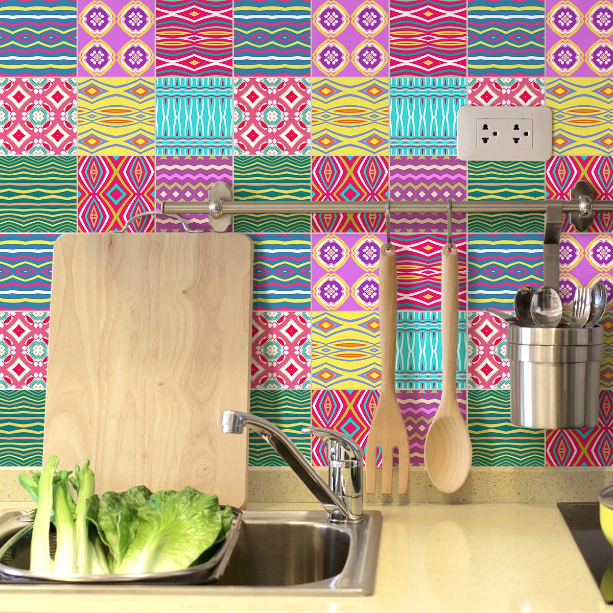 9 adesivi piastrelle di cemento azulejos sirah - Sticker adesivo - adesivi murali - 9stickers15x15cm - 3