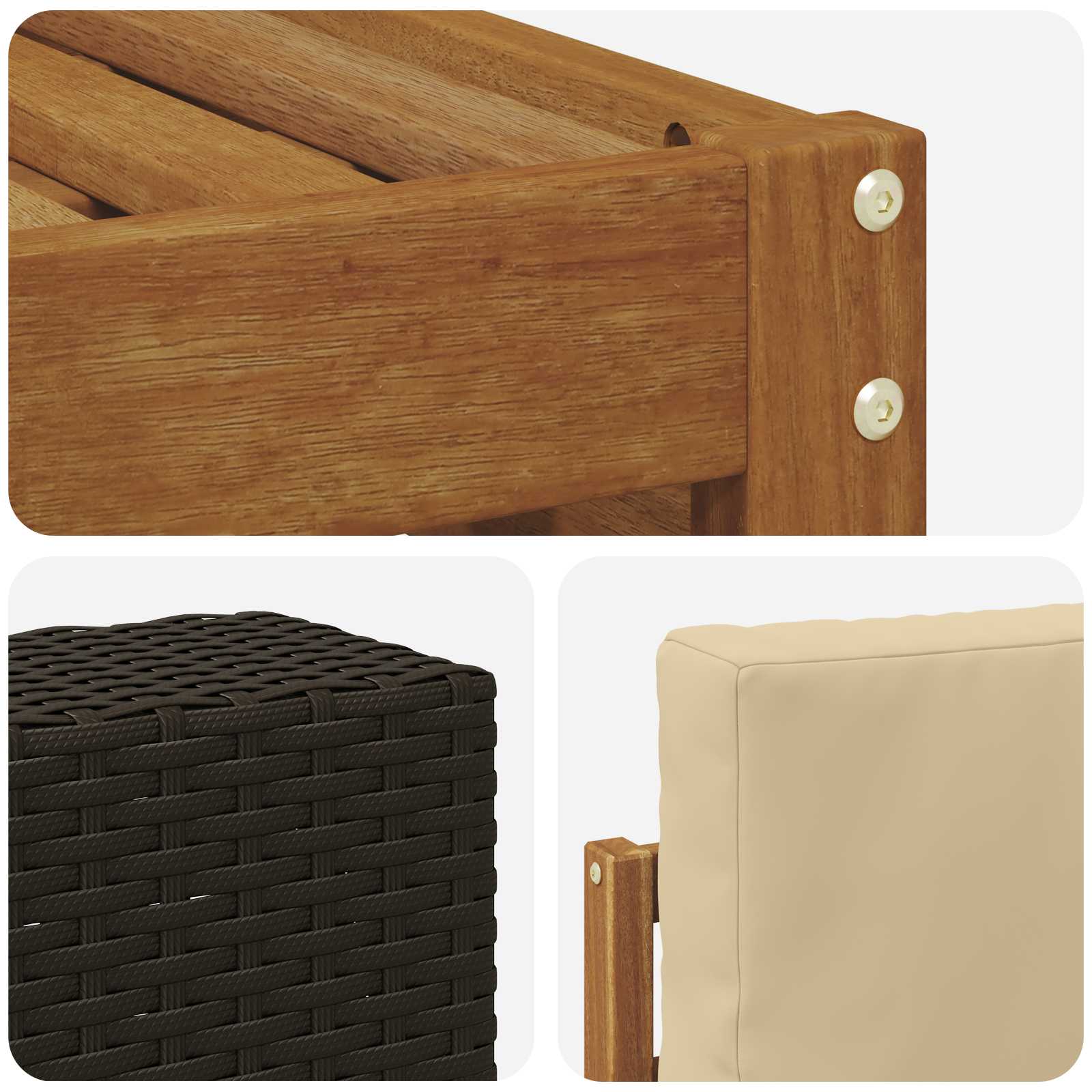 Ensemble de canapés d'extérieur, 7 pièces, naturel et beige, pour la terrasse - 6