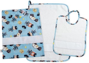 Set Asilo 3 Pezzi Da Ricamare - Bavaglino, Asciugamano E Sacchetto In Cotone, Made In Italy - Foto 7