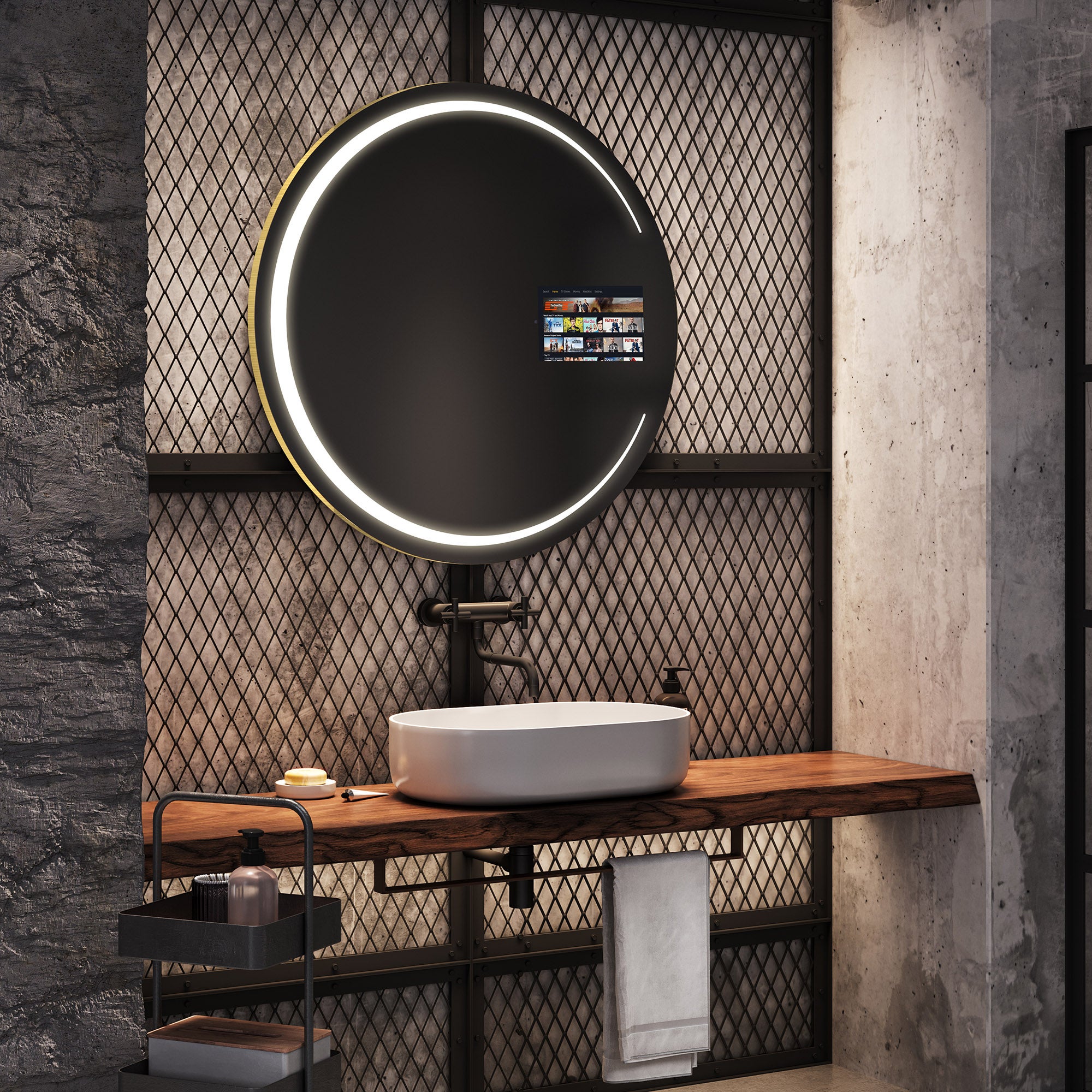 Okrągłe lustro łazienkowe SMART (110x110 cm) z podświetleniem LED (L156) z przełącznikiem dotykowym