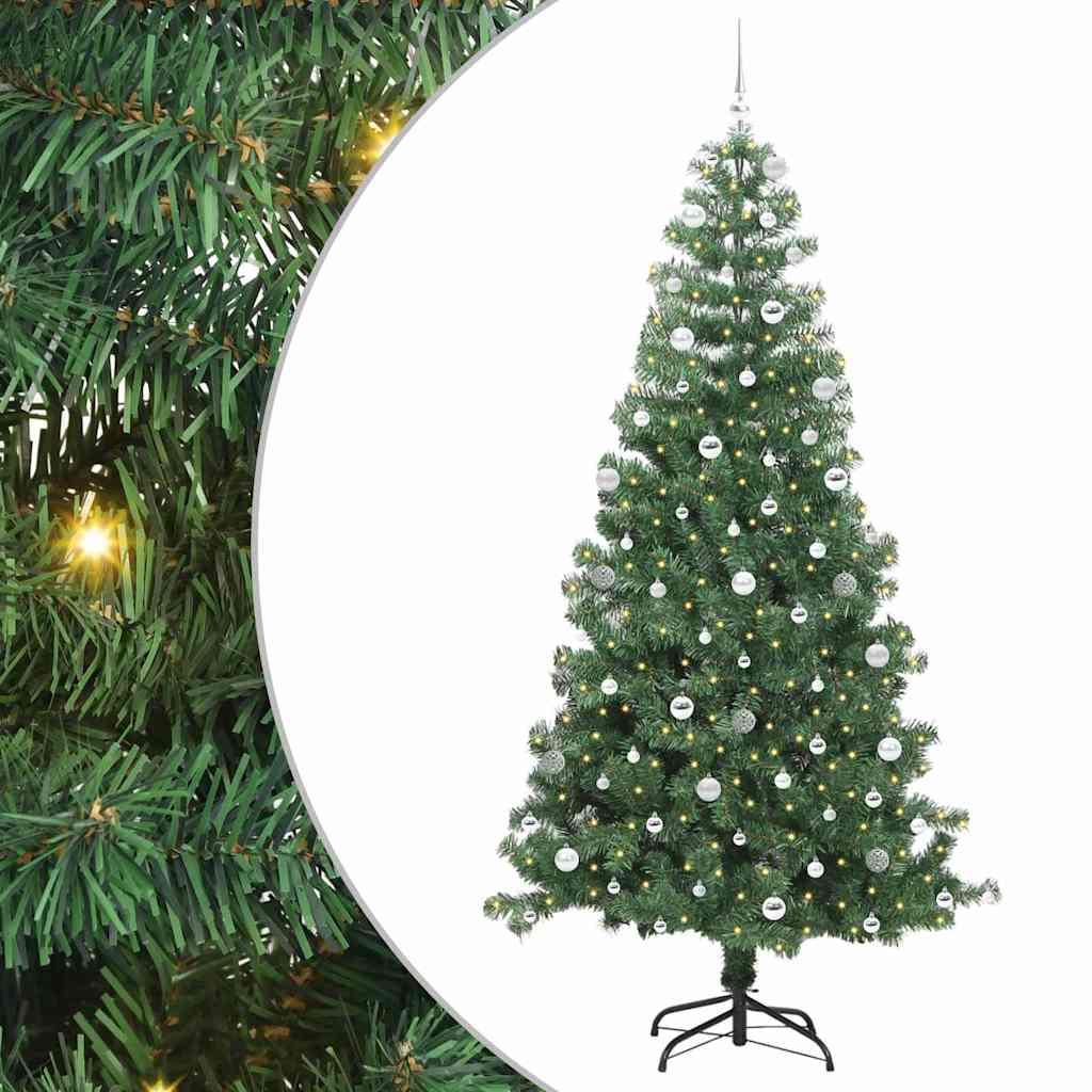 Choinka z 300 diodami LED z podstawą Zielony 240 cm PVC