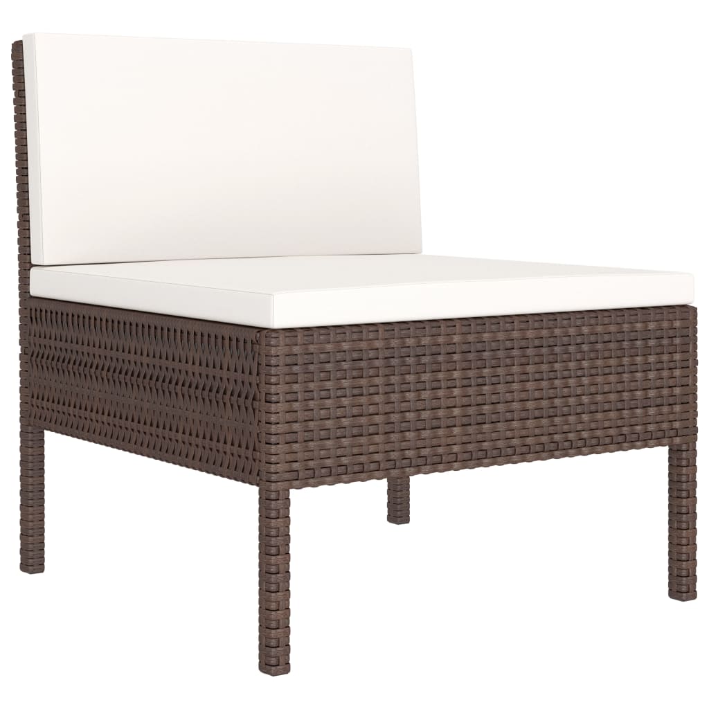 Maison Exclusive - Set Divani da Giardino 3 pz con Cuscini in Polyrattan Marrone - 4
