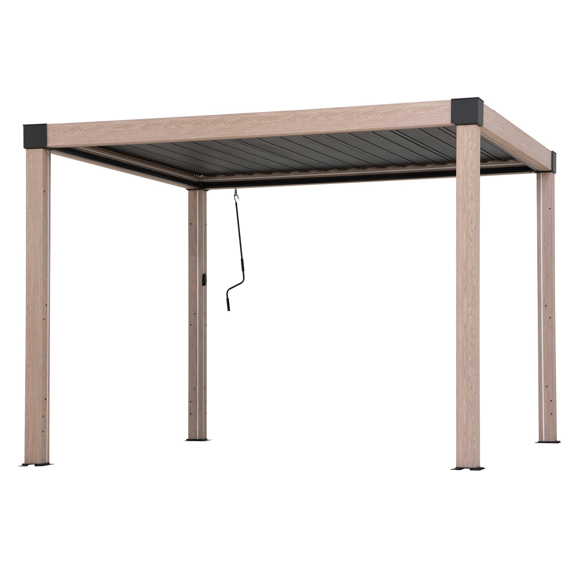 Pergola modułowa aluminiowa MATTERHORN z oświetleniem LED - 306 cm x 306 cm, dąb