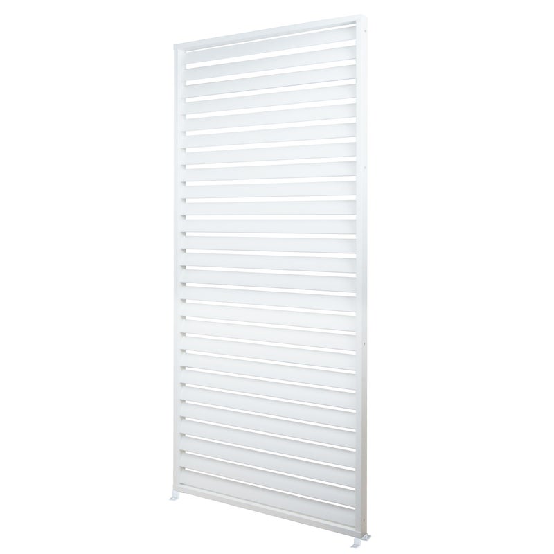 Aluminiowa ścianka listwowa do pergoli HWC-N94 3x3m, panel listwowy moduł ściany bocznej ekran prywatności, 213x94cm ~ biały