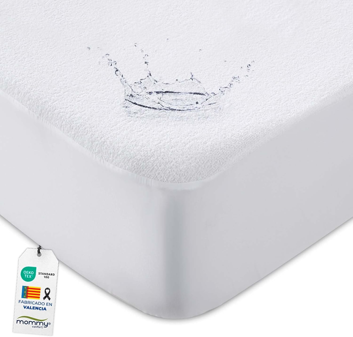 Protector colchón 80x190/200 impermeable y transpirable de rizo, lavable, elástico, ajustable y absorbente