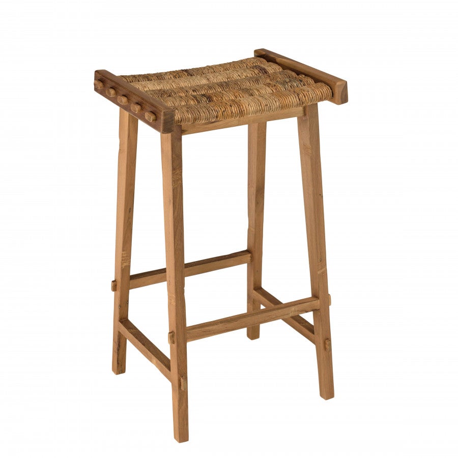 ALIDA - Taburete alto con asiento de tejido natural - 2