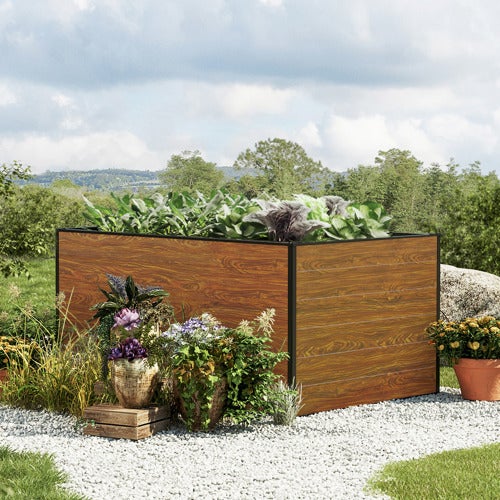 GFP Podwy?szona grz?dka aluminiowa CHRISTINA zio?a warzywa - 150x99x77 cm - efekt drewna