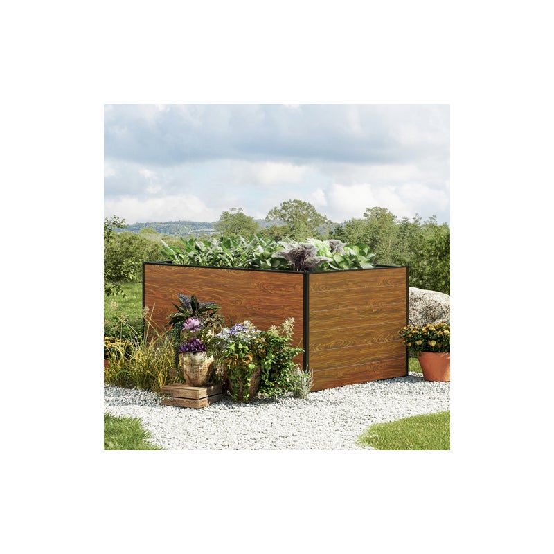 GFP Podwy?szona grz?dka aluminiowa CHRISTINA zio?a warzywa - 150x99x77 cm - efekt drewna