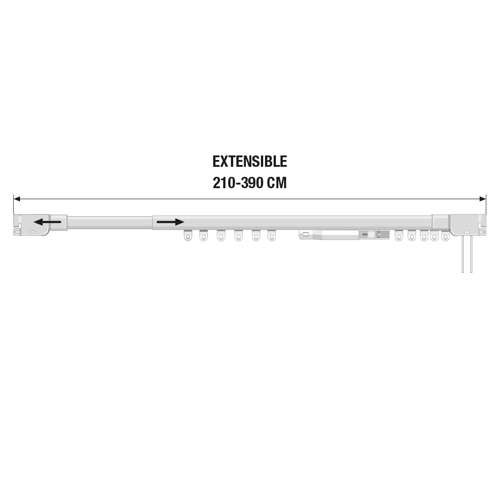 Trilho para cortinas branco extensível 210-390 cm, instalação na parede ou no teto - 4