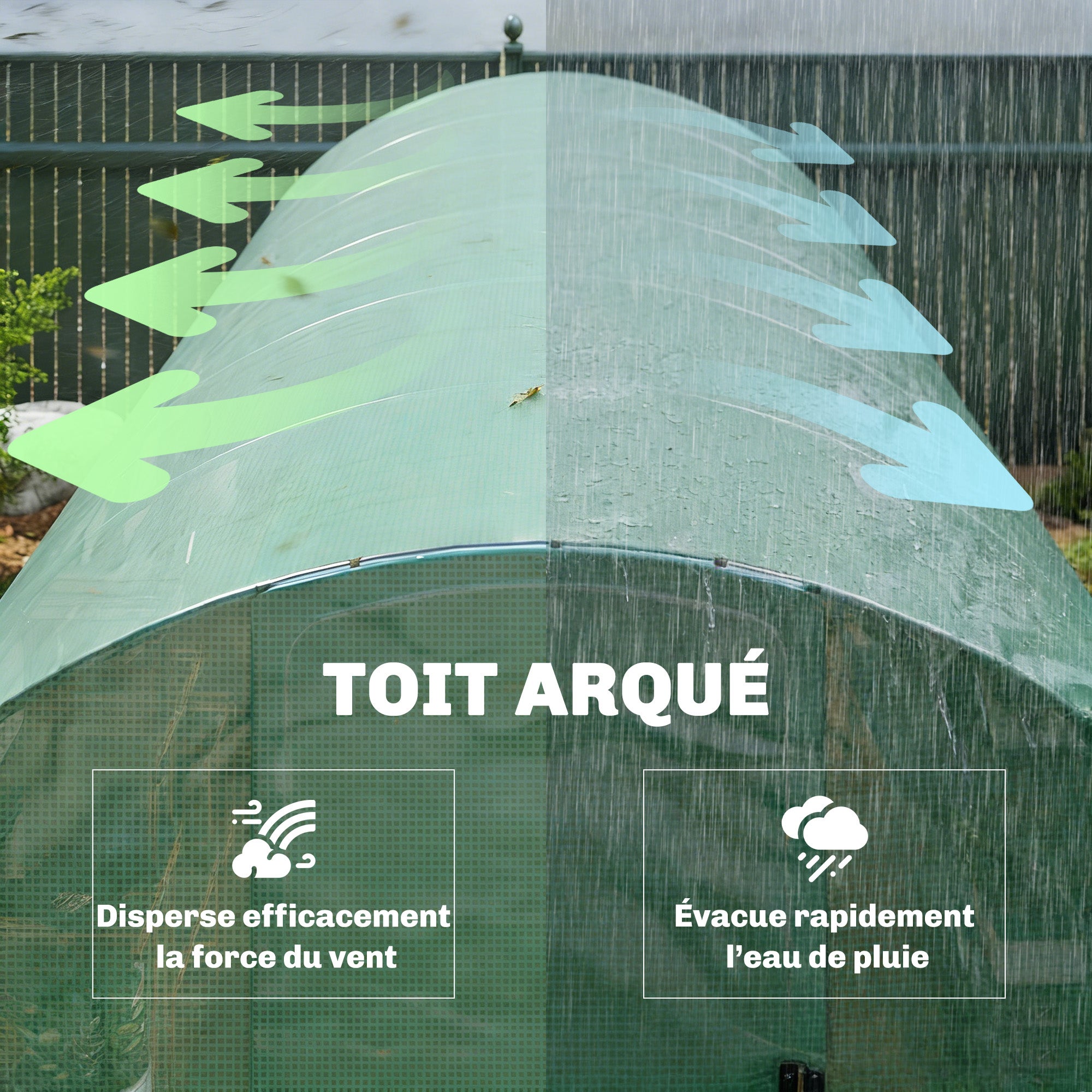 Serre tunnel de jardin PE Outsunny - 9