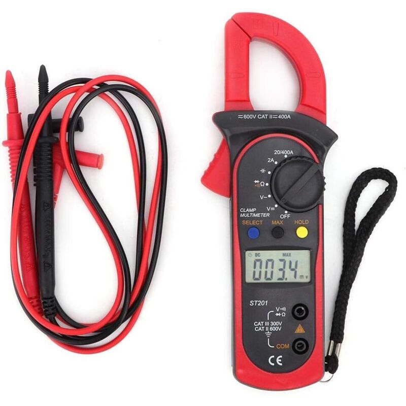 ST201 Clemă ampermetrică digitală automată DC/AC Clemă multimetru Tester de tensiune și rezistență la diode (roșu)
