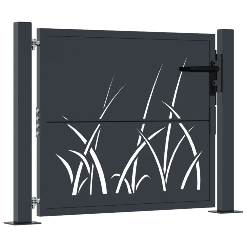 Portail de jardin anthracite 105x80 cm acier conception d herbe - 2