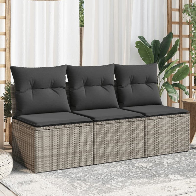 3-osobowa sofa ogrodowa z poduszkami, szara, polirattan vidaXL