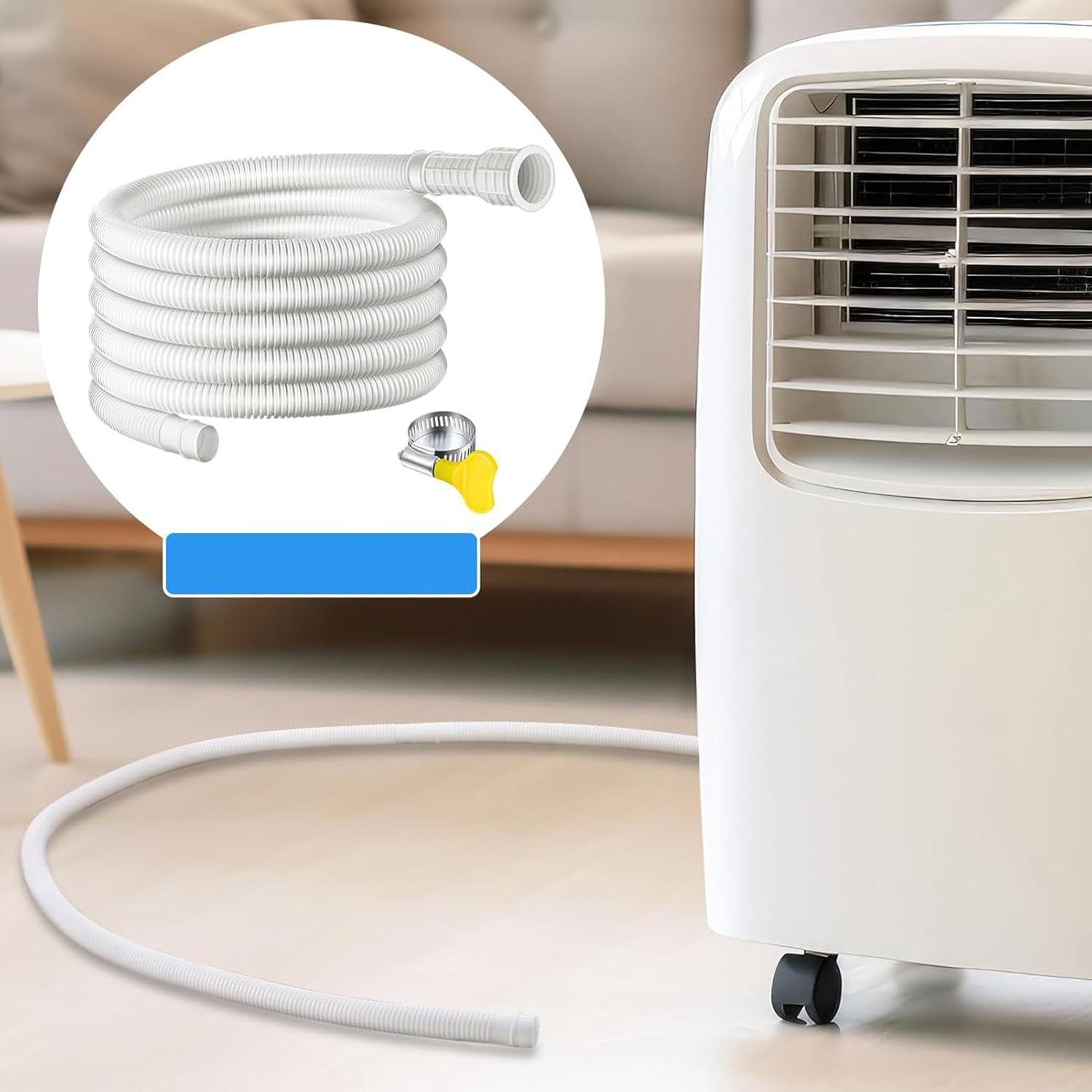 Tuyau flexible de vidange de climatisation avec collier de serrage en caoutchouc découpé pour climatiseurs, déshumidificateurs, 4 m - 7