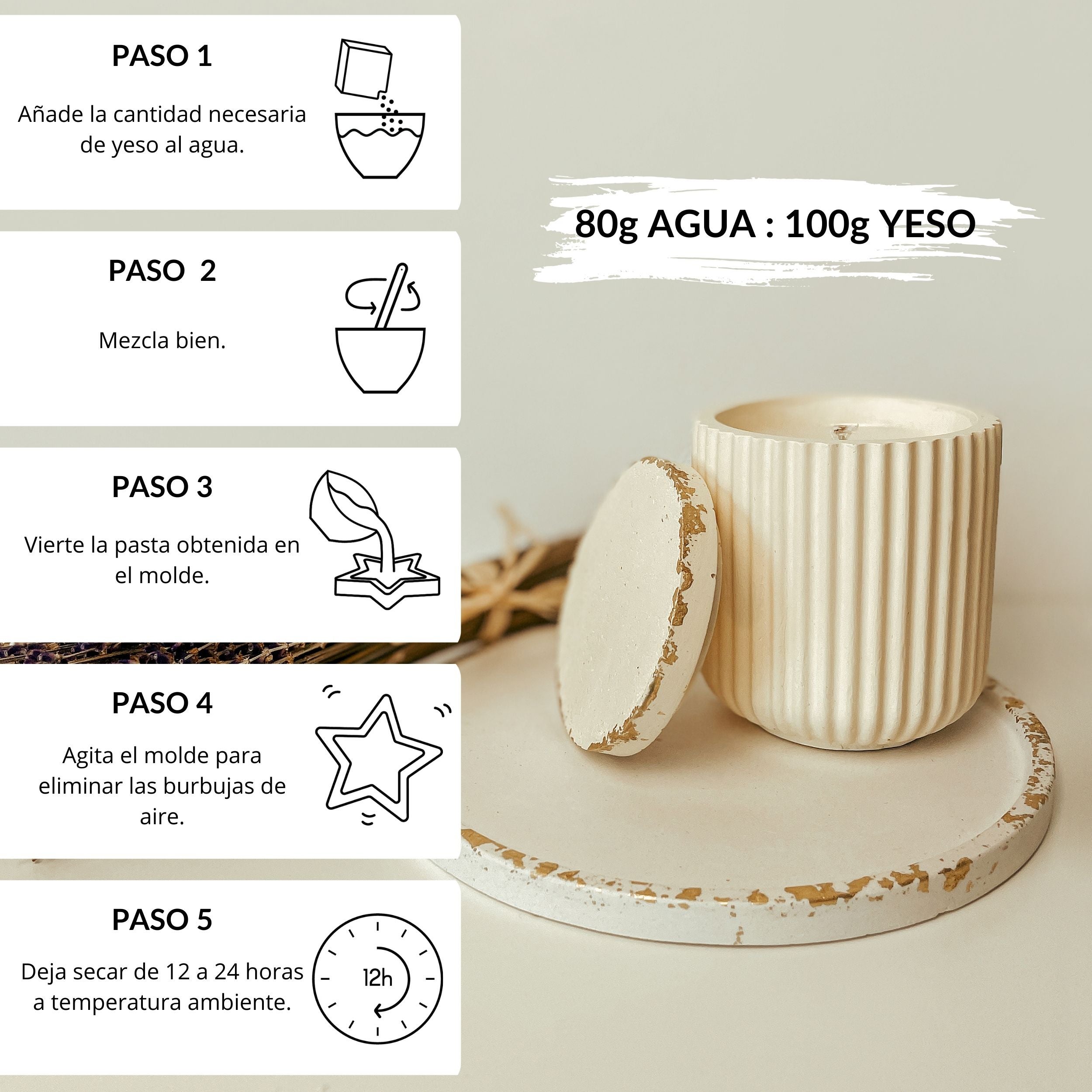 Creative Deco Platre pour Moulage | 1 kg | Plâtre Ceramique | Poudre de Ceramique pour Moulage | Alginate Moulage | Idee Cadeau Original | Jesmonite - 6