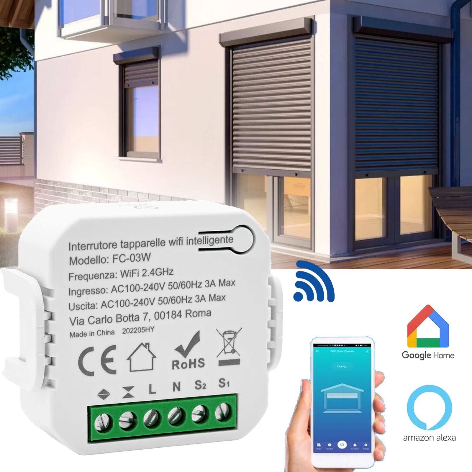 LORATAP INTERRUTTORE TAPPARELLE WiFi, 4pz Modulo Comando Smart Timer Per (N8x) EUR 89,89 - 8