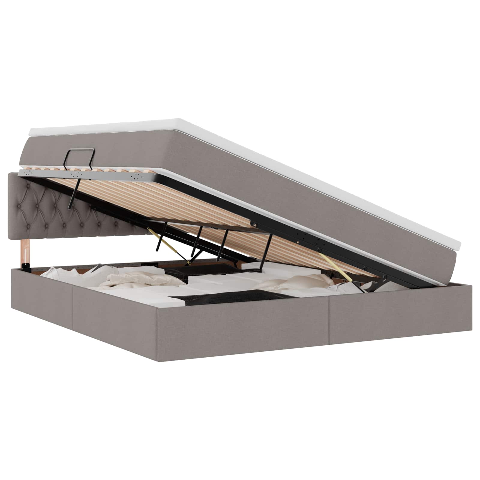 Lit avec rangement et matelas taupe 180 x 200 cm velours - 2