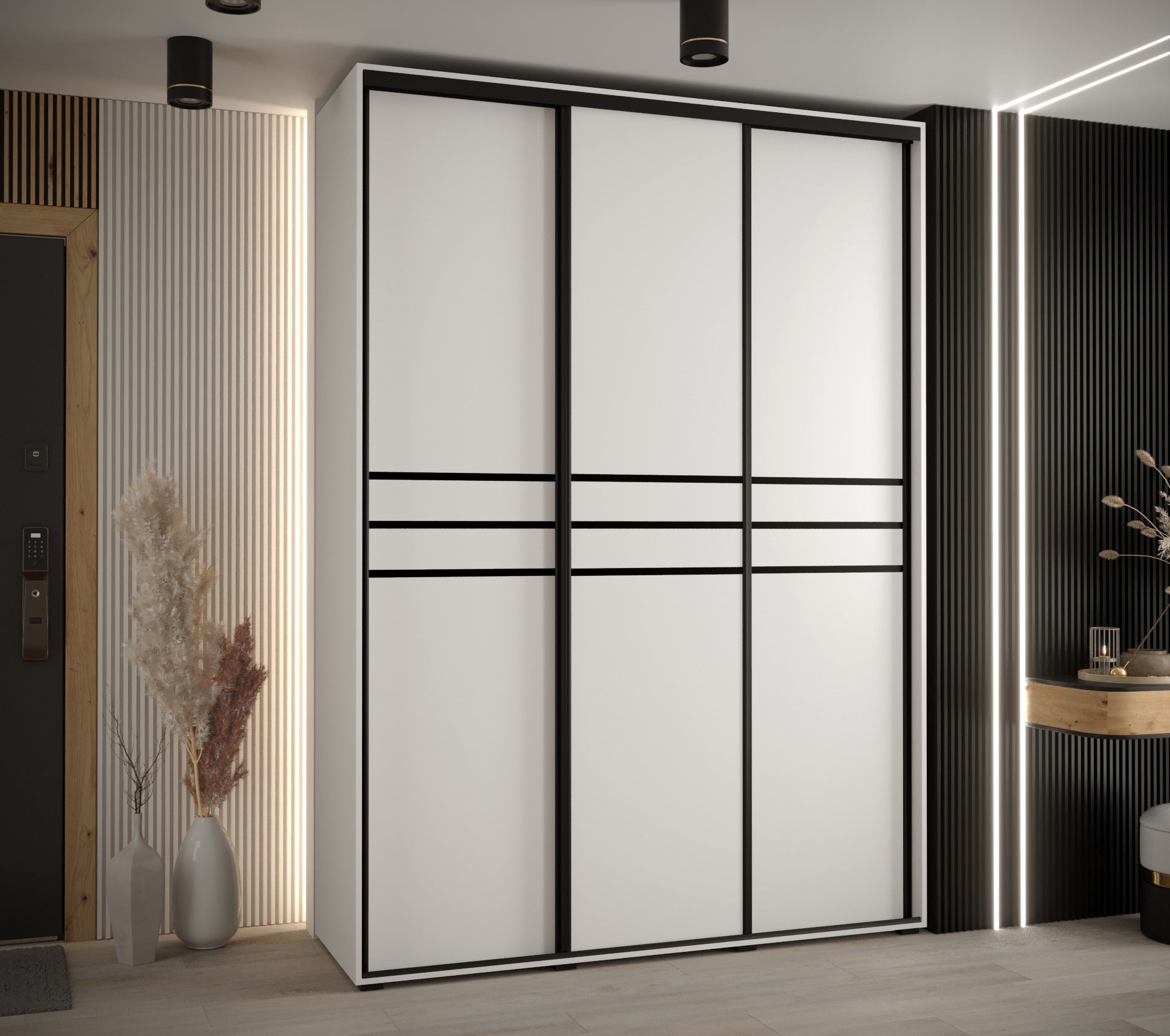 Szafa przesuwna wysoka Davos 10 180 x 45 x 235,2 cm biały + biały + u. czarny - Abiks Meble - 2