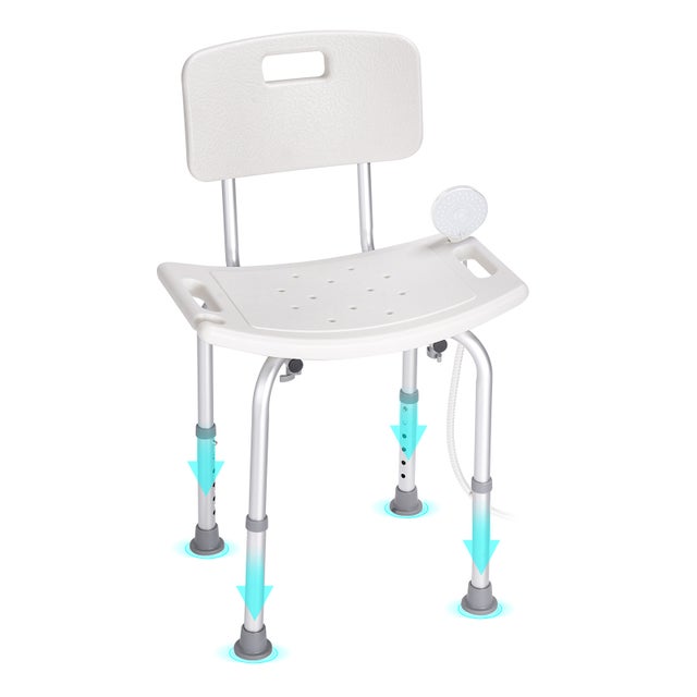 Chaise de douche avec dossier,SucceBuy siège de douche réglable en hauteur,banc de salle de bain antidérapant,capacité de 158,8 kg