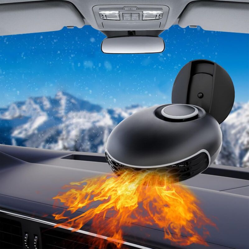 Încălzitor auto Enowelir EOHMAK 12V 150W 2 în 1 Încălzire Răcire 360° Degivrare parbriz Anti-aburire