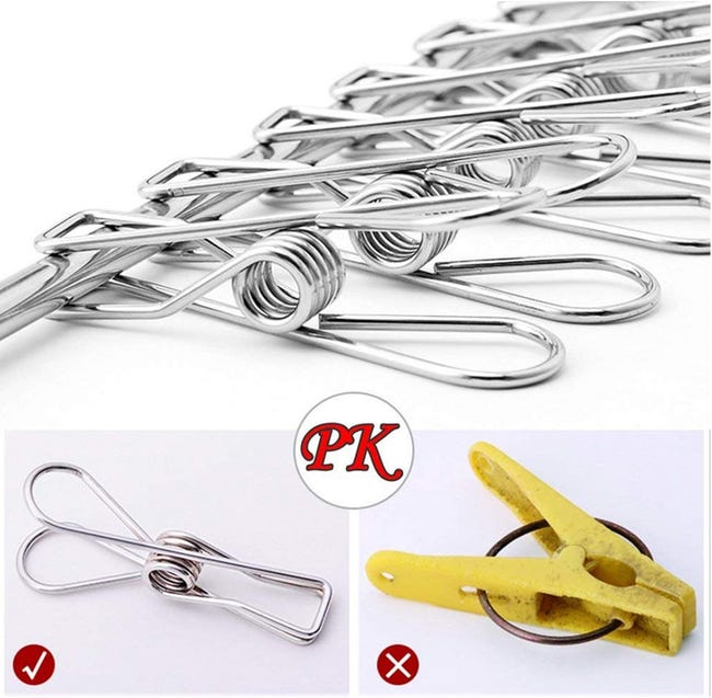 Confezione da 40 piccole mollette multiuso in acciaio inossidabile resistenti, clip per bucato multiuso | Leroy Merlin Confezione da 40 piccole mollette multiuso in acciaio inossidabile resistenti, clip per bucato multiuso | Leroy Merlin
