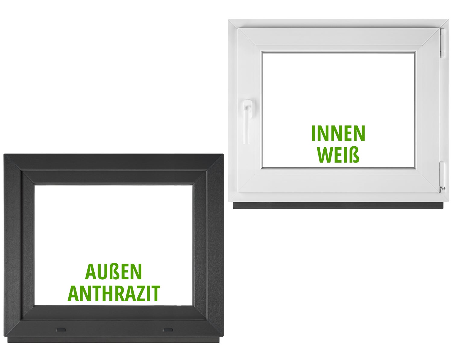 Ventana pvc bauplaza 110 x 40 cm (ancho x alto) oscilobatiente apertura derecha – antracita exterior / blanco interior – doble acristalamiento