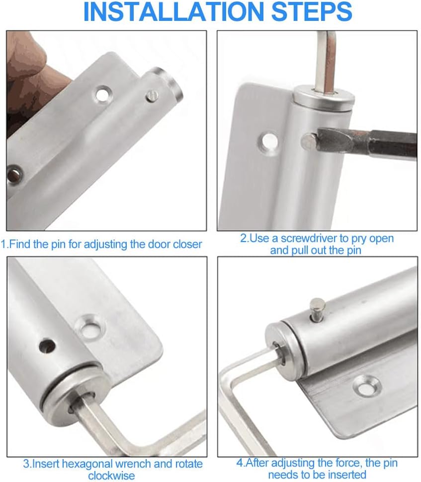 Ferme Porte Automatique, Ferme Porte à Ressort, Ferme Porte en Acier Inoxydable, Réglable Ferme Porte à Ressort, Groom Fermeture Porte Acier Inoxydabl - 4
