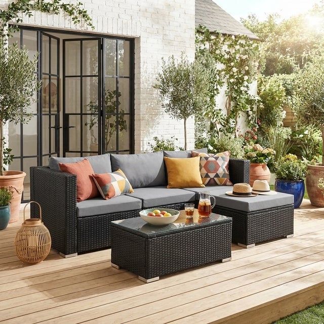 Salon de jardin en Acier Gris 4 personnes