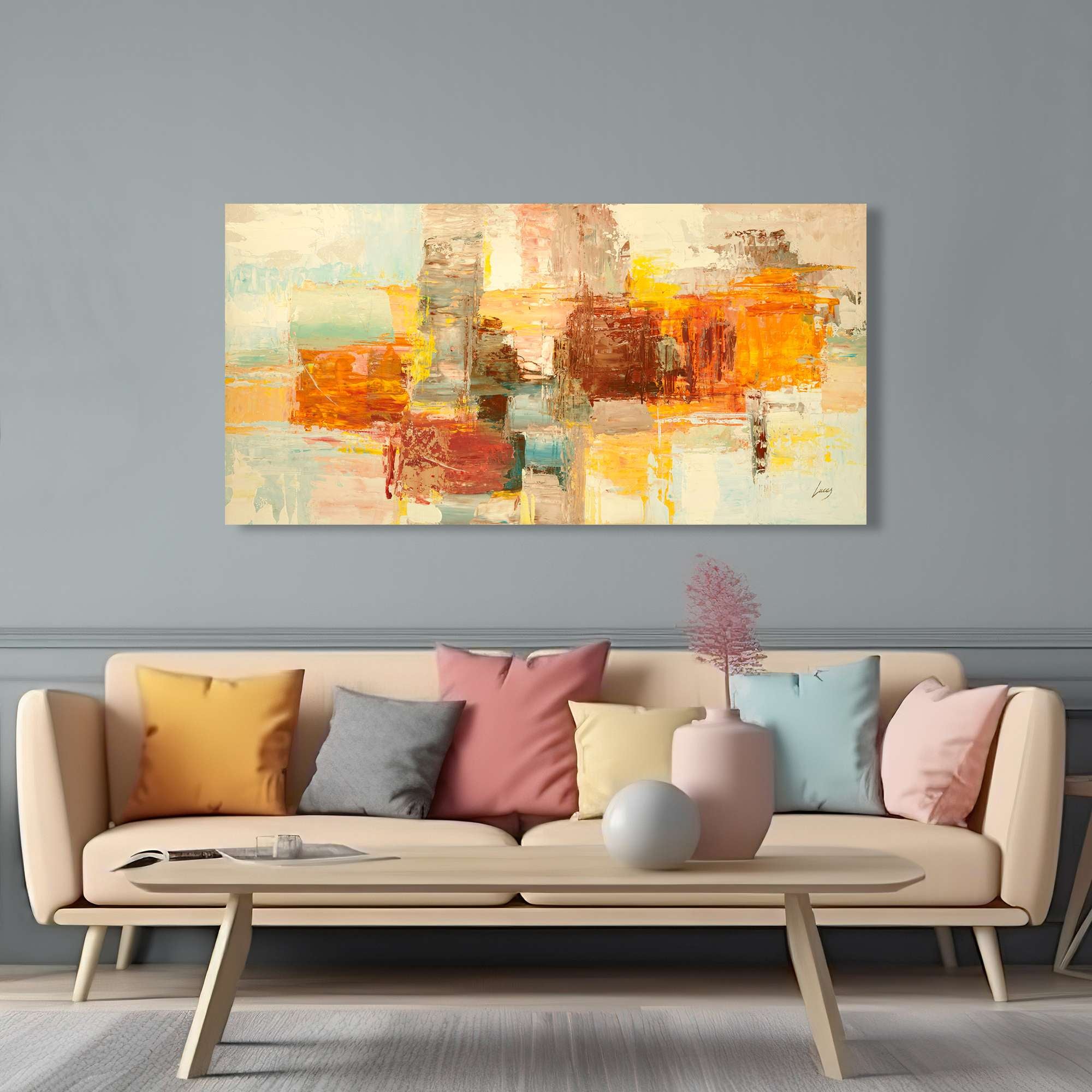 Peinture abstraite moderne sur toile - Lucas, Lumières d'été - 120x60 cm - 2