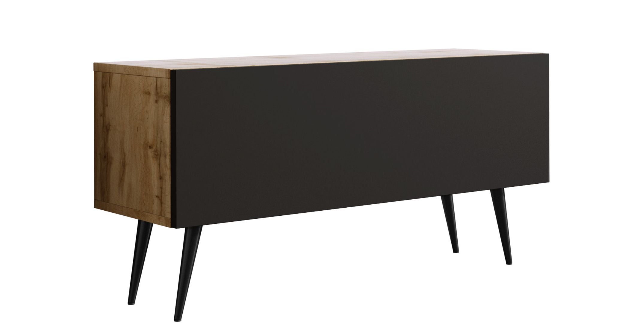 Szafka RTV : Dąb Wotan / Czarny Matowy, czarne nogi, 100 x 32 x 52 cm