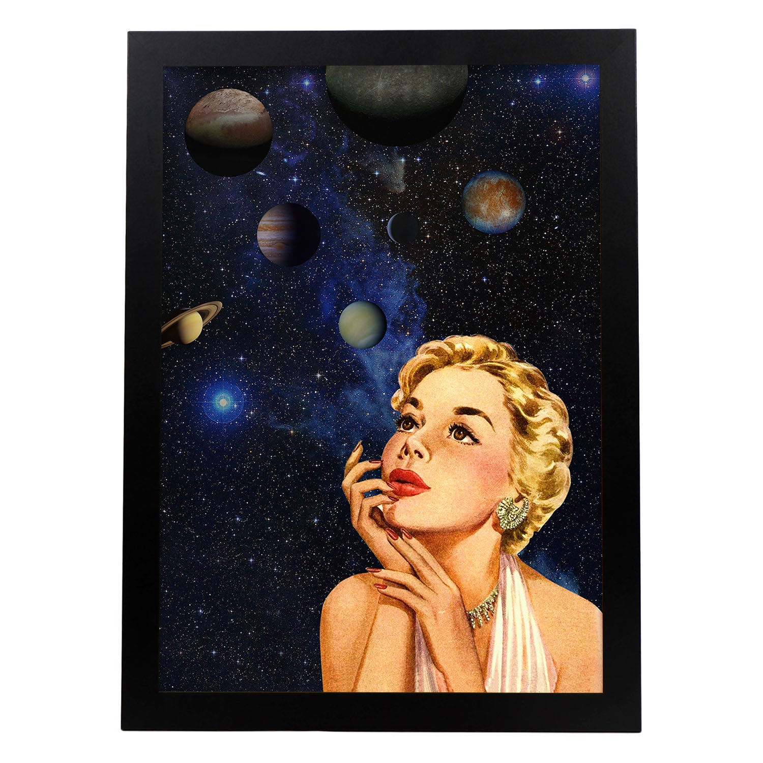 Lamina artistica decorativa con ilustracion de collage surrealista 30 estilo collage sin marco - a3