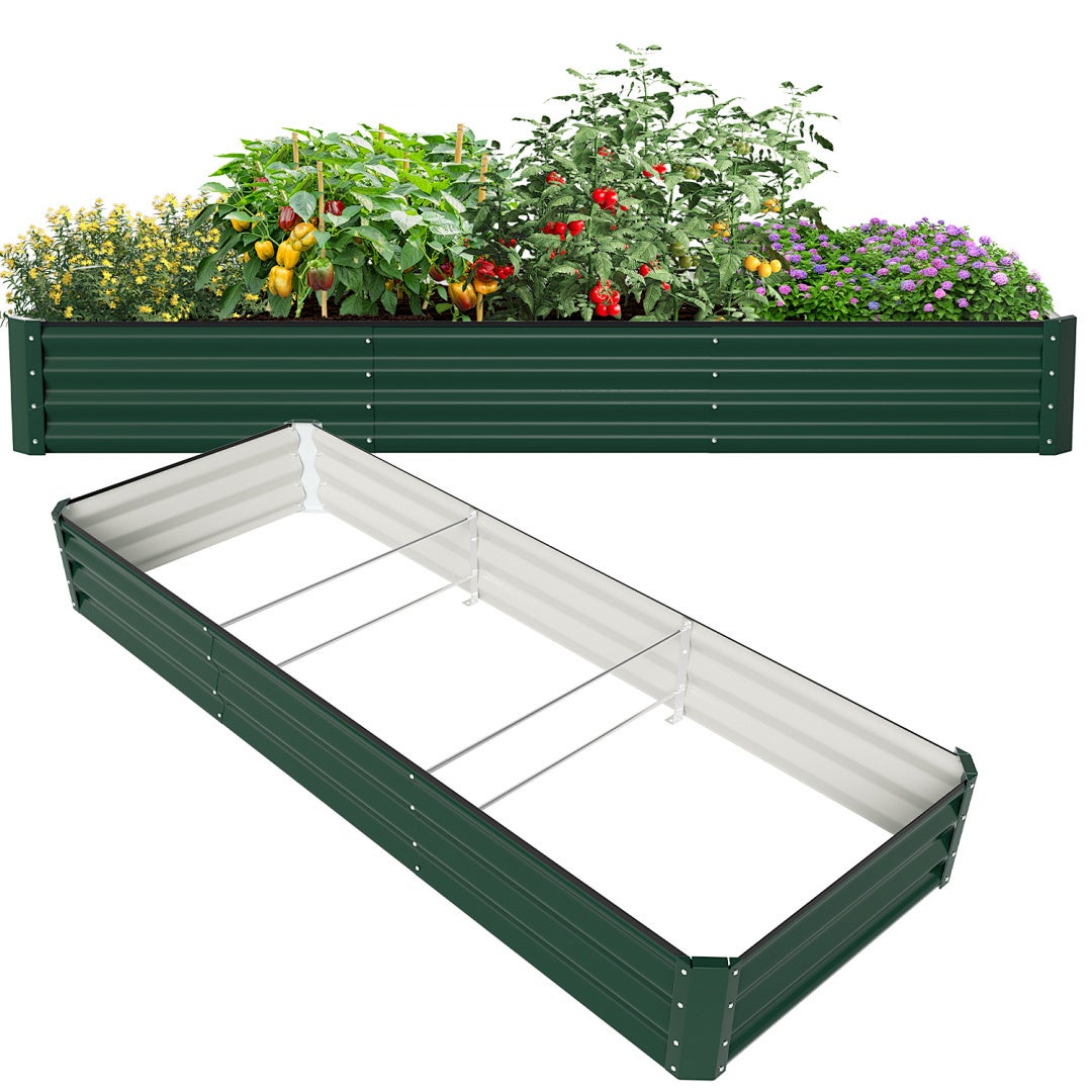 Bac de plantation XXL en acier 240x90x30cm, fond ouVert pour drainage — free download
