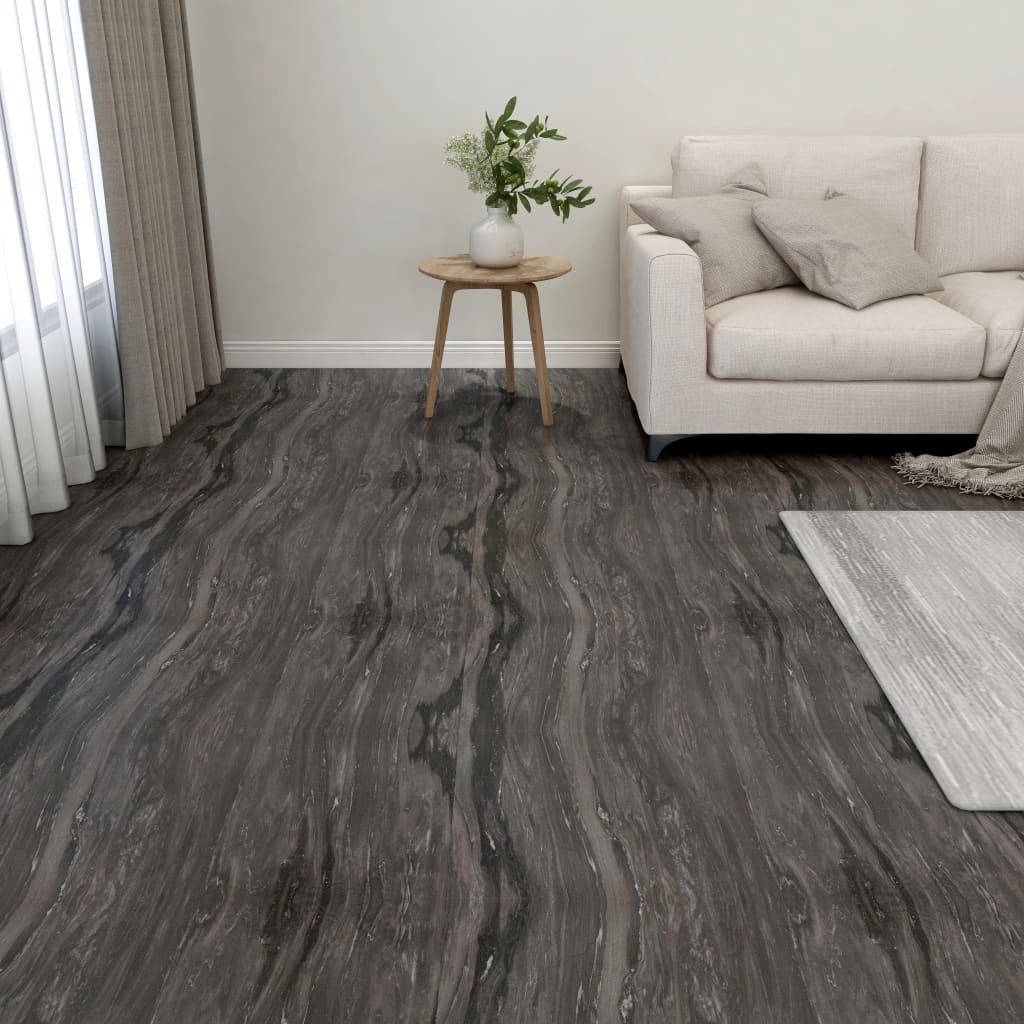 Pavimento In PVC Autoadesivo - 54 Piastrelle 30x30 Cm, Copertura 5,02 M², Effetto Marmo Nero, Impermeabile E Antiscivolo