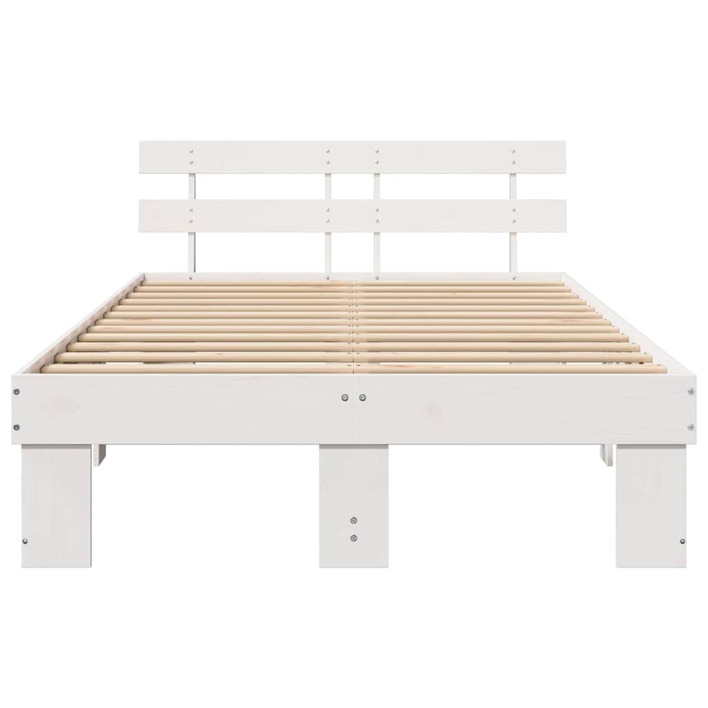 Cadre de lit avec tête de lit blanc 120 x 190 cm en pin massif - 5