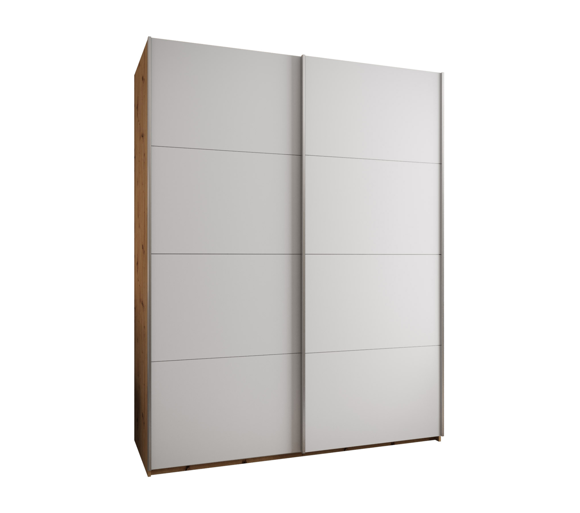 Szafa przesuwna wysoka Lux 1 190 x 64 x 245,5 cm artisan + biały + u. srebrny - Abiks Meble