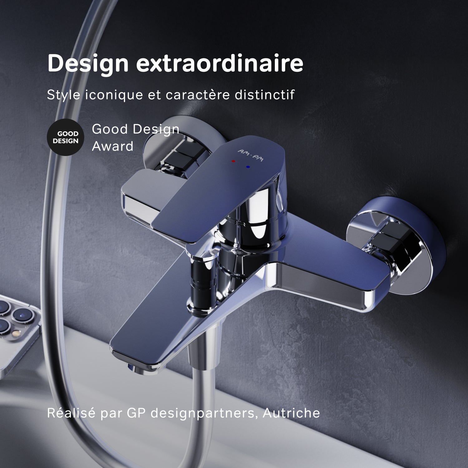 Mitigeur de baignoire mécanique Robinet salle de bain, mitigeur de bain, Chromé, Gem FGA10000 AM.PM - 2