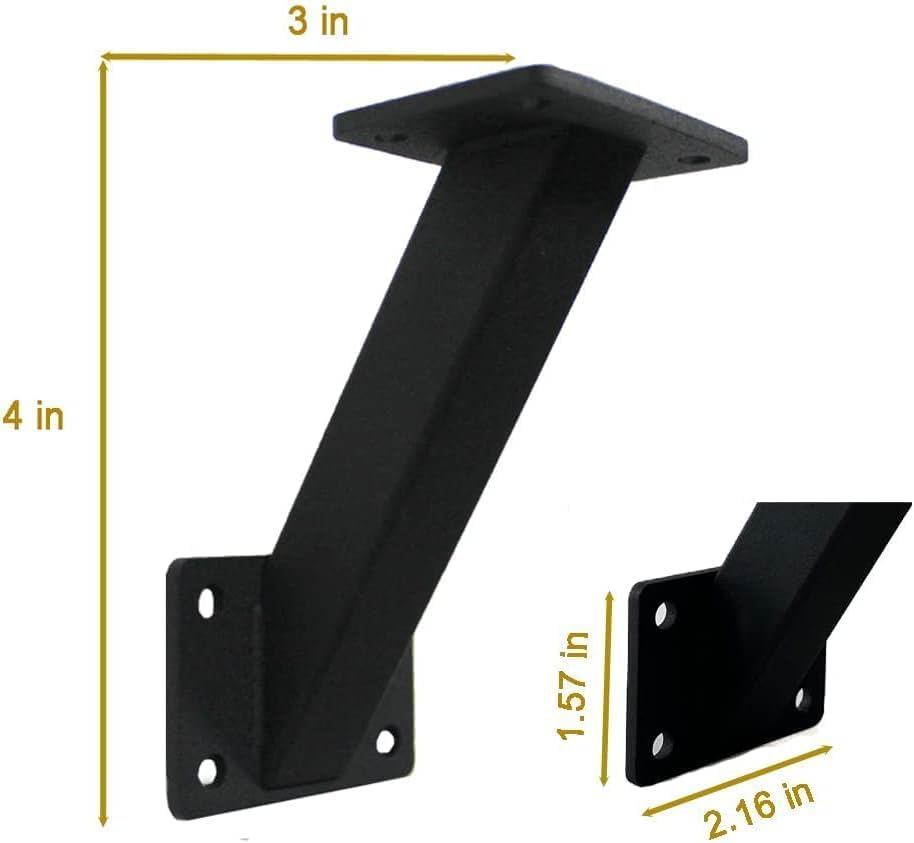 Support mural pour rampe d'escalier en acier robuste - Accessoires de garde-corps en bois - 2