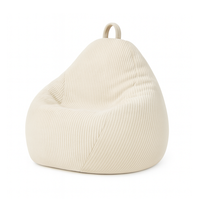 Pouf poire déhoussable velours côtelé BANANAIR 80x70 cm blanc cassé