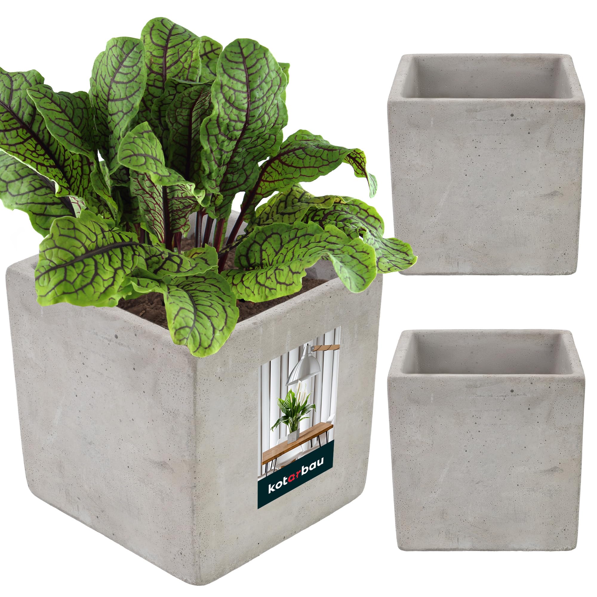 2x donica kwadratowa betonowa osłonka na doniczkę na rośliny 16cm dom ogród - KOTARBAU