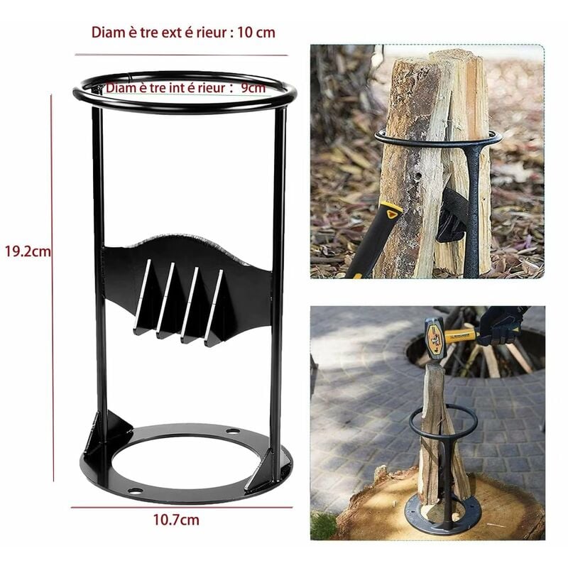 Fendeur à Bûches Manuel Mural En Fonte - Avec 2 Poignées, Support à Bûches, Gants Et Sac - Pour Bois Tendre Sec Jusqu'à 25 Cm - 6