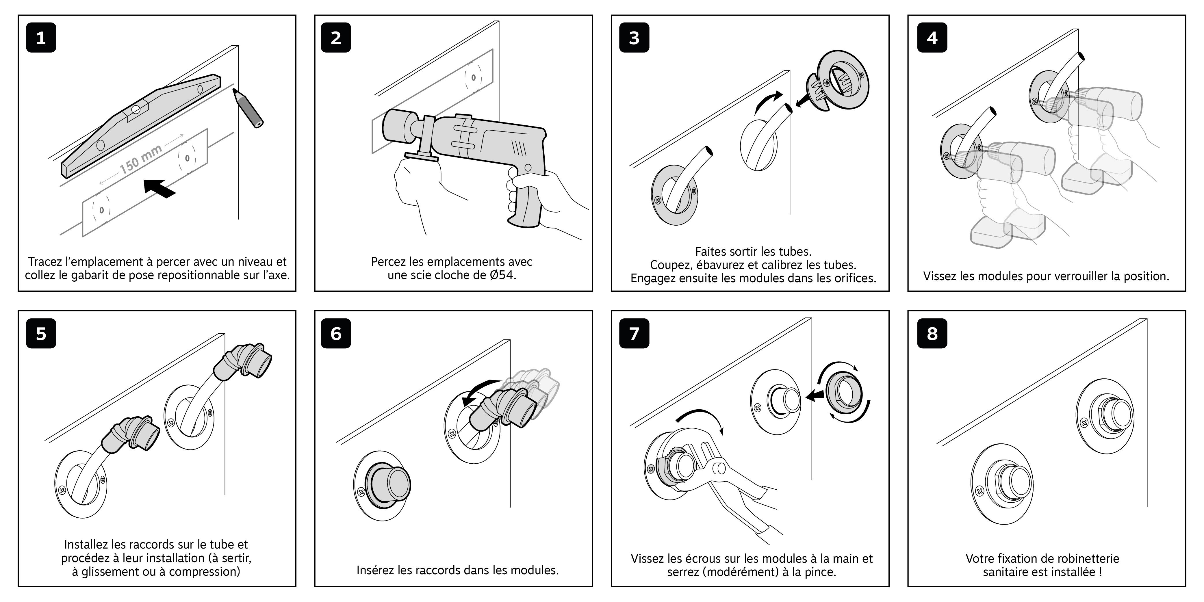 Kit complet fixation Robinet de WC - PER Ø12 - Rac Glissement M12/17 - 4