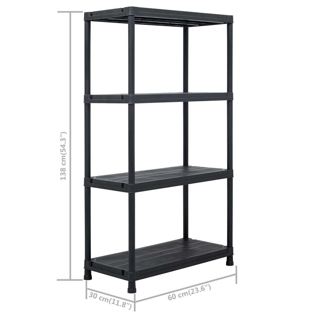 Estantes de plástico 5 unidades 60x30x138 cm pretas – ComfortXL - 9
