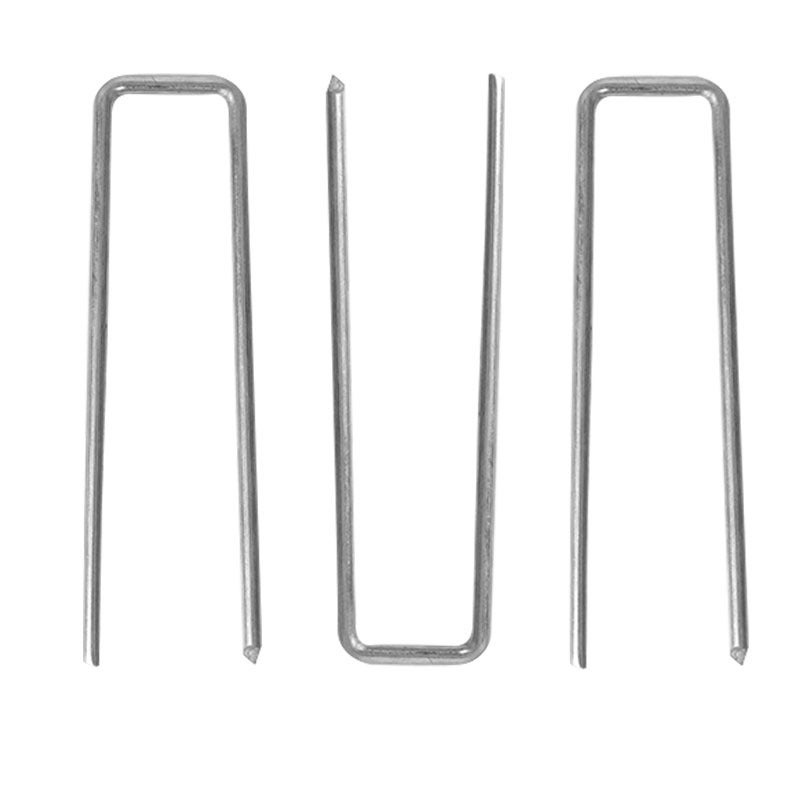 50 clous galvanisés en U Ø3 mm, 40 mm larg., 150 mm long., avec 50 rondelles et 1 extracteur, fixation au sol durable. - 5