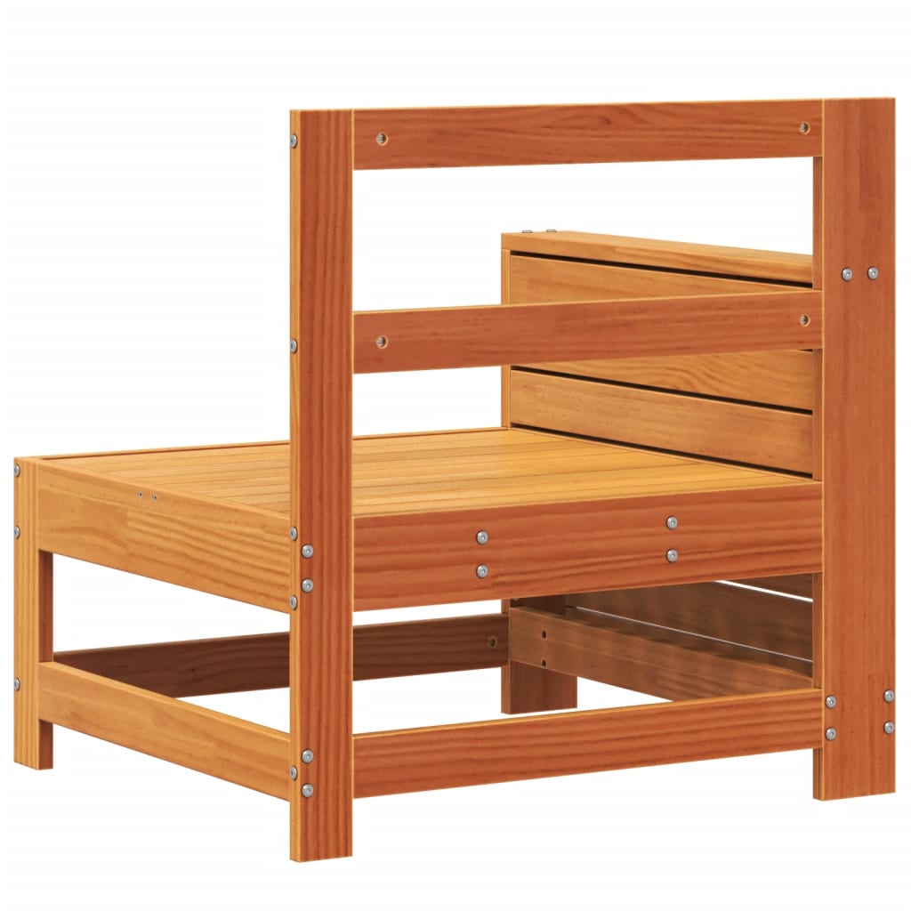 Canapé de jardin accoudoir cire marron bois de pin massif - 6