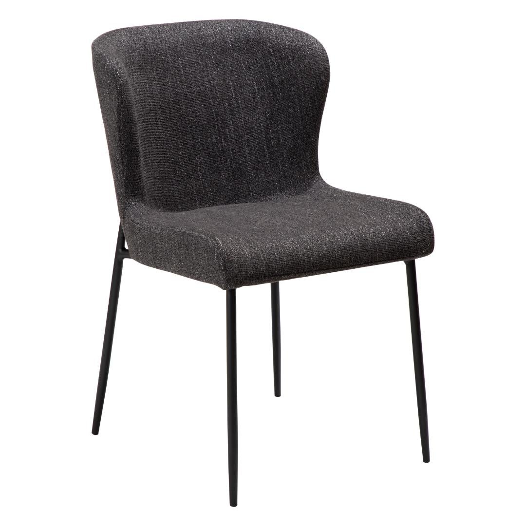 Glam Dan-Form krzesło stołowe bouclé czarny.