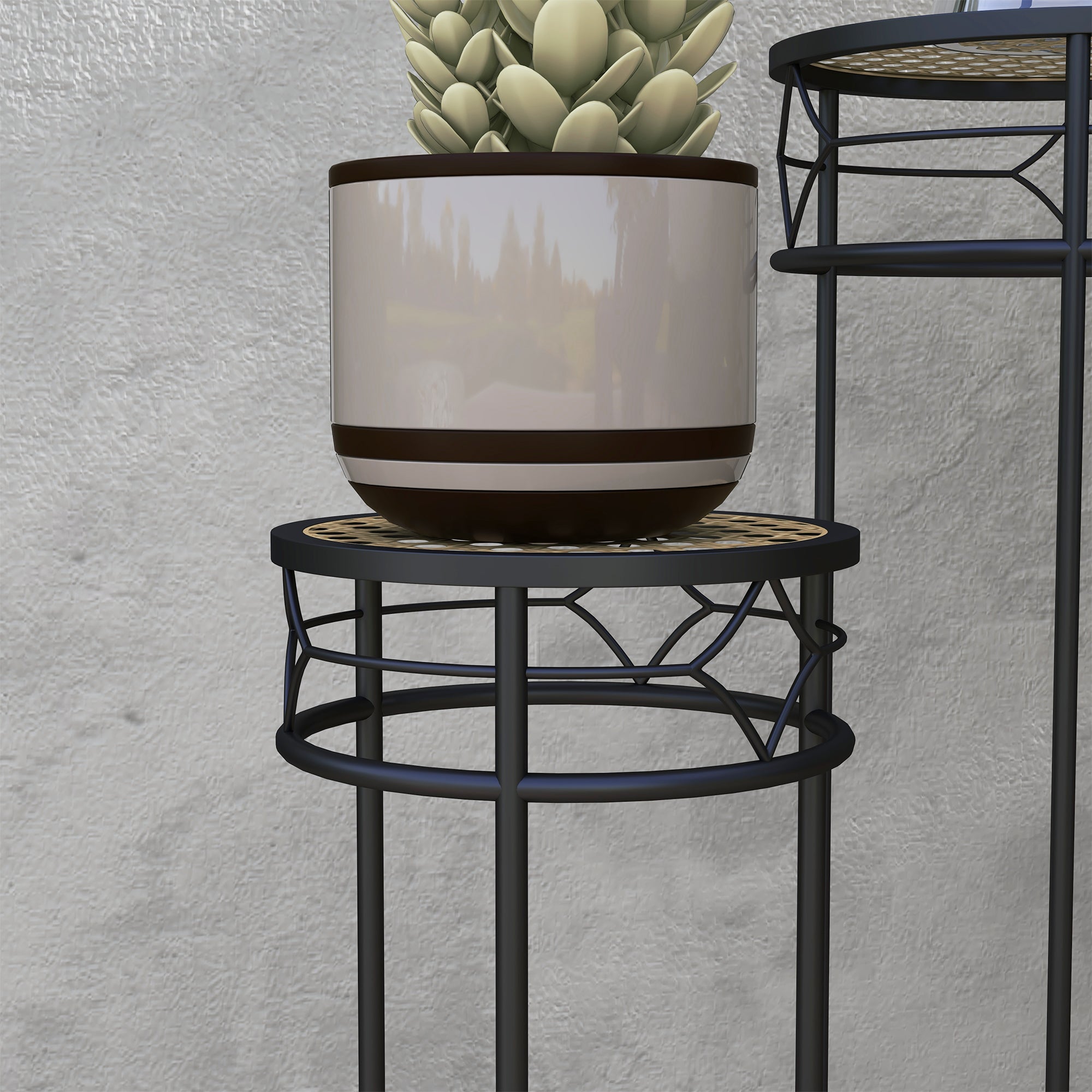 Ensemble support pots de fleurs Métal Outsunny - 9